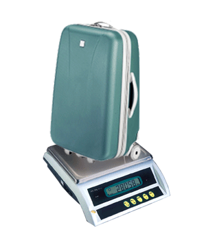 Suitcase on a scale